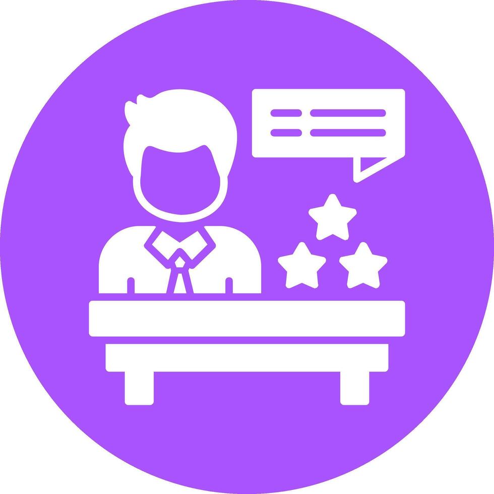 A man sitting at a desk with a speech bubble vector