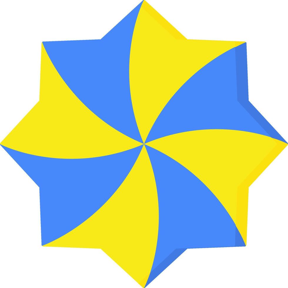 A blue and yellow umbrella with a star shape vector
