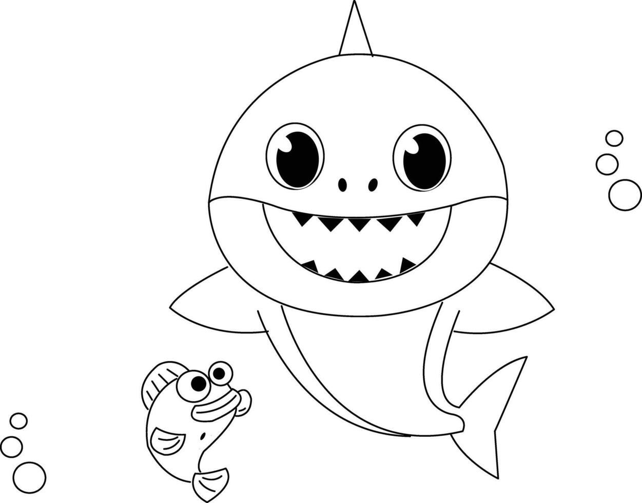 cute baby shark fish coloring pages vector