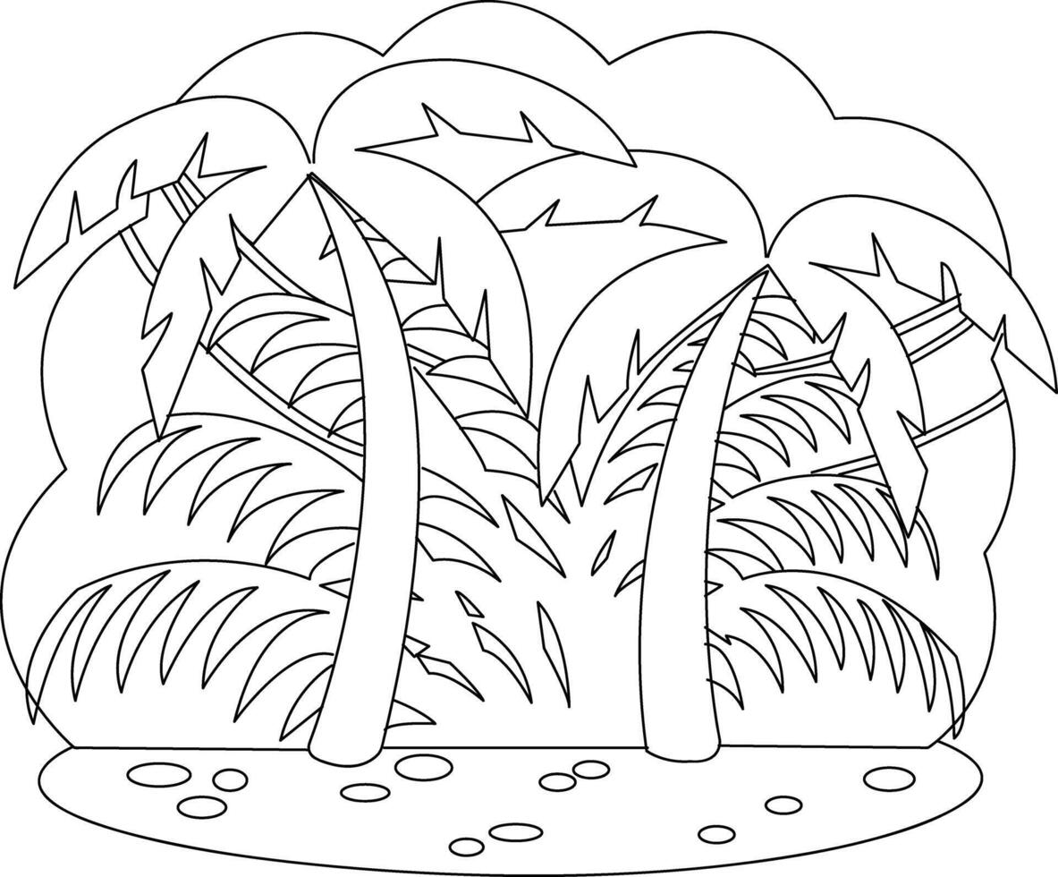 Tree on the beach coloring pages Printable vector