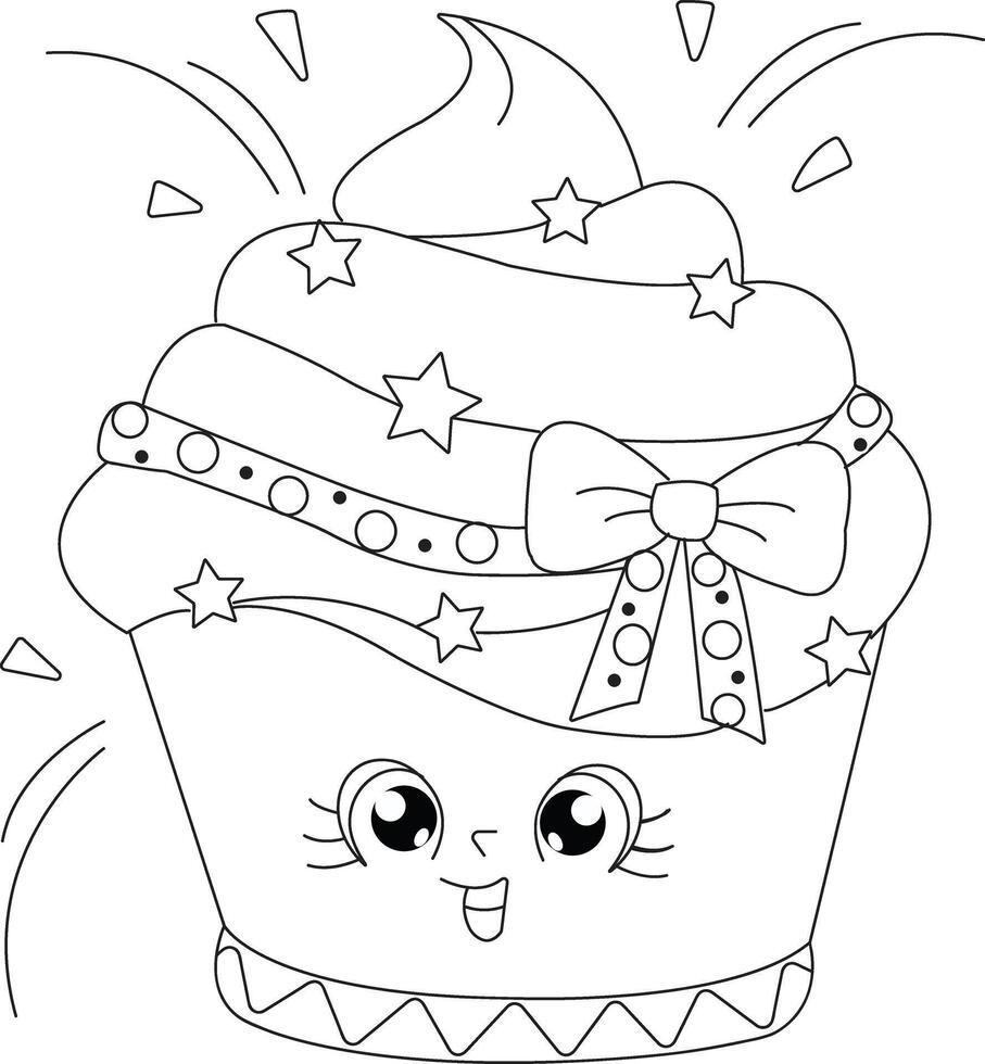 Hand Draw Cute kawaii Coloring Pages vector