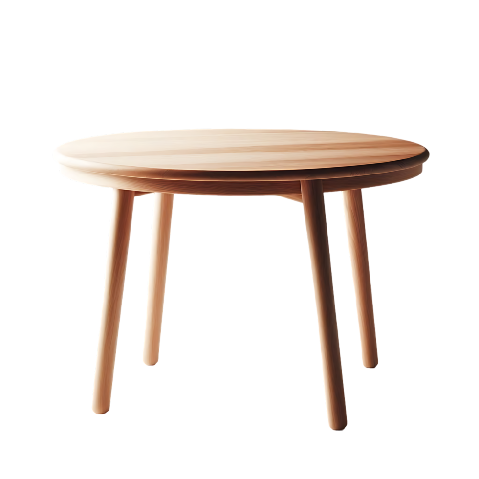 A table with wooden legs and a round top png