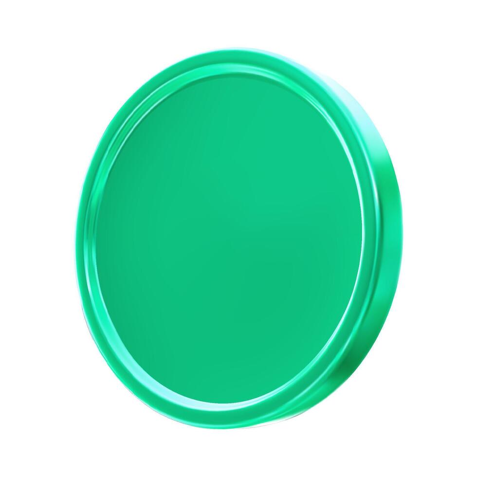 3d render realistic emerald green metal coin blank medal illustration isolated. vector