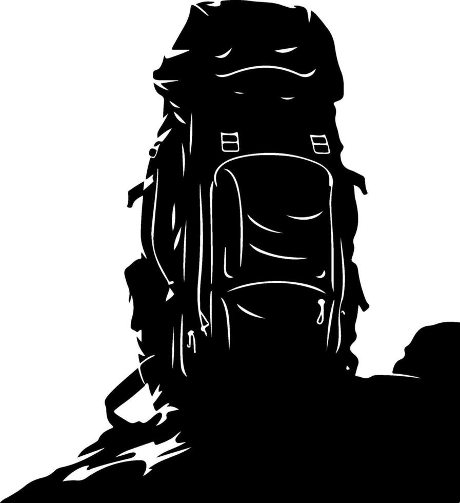a silhouette of a backpack on a mountain vector