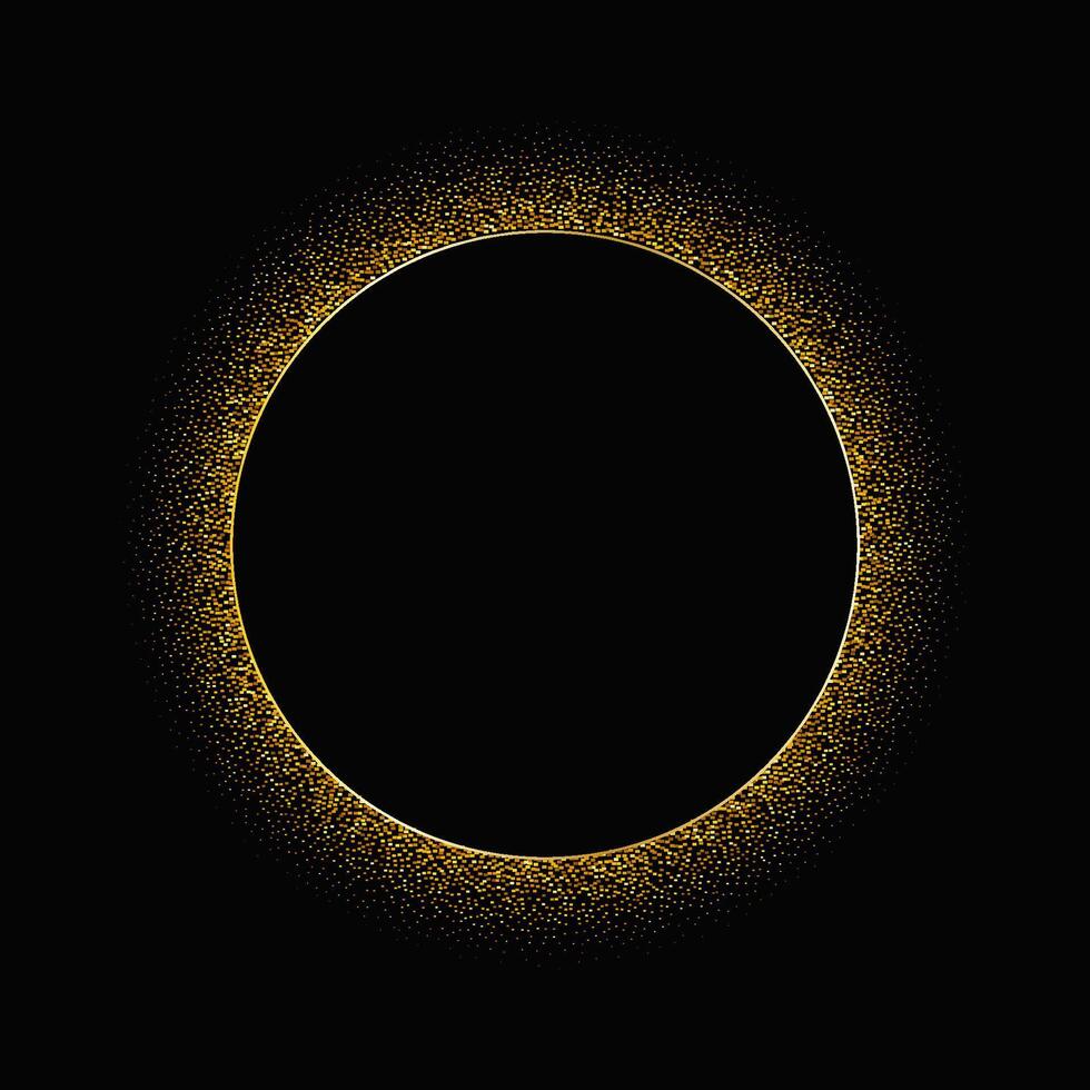Golden glitter circle frame scalable illustration isolated. For cards, invitations, celebrations and holidays designs element vector
