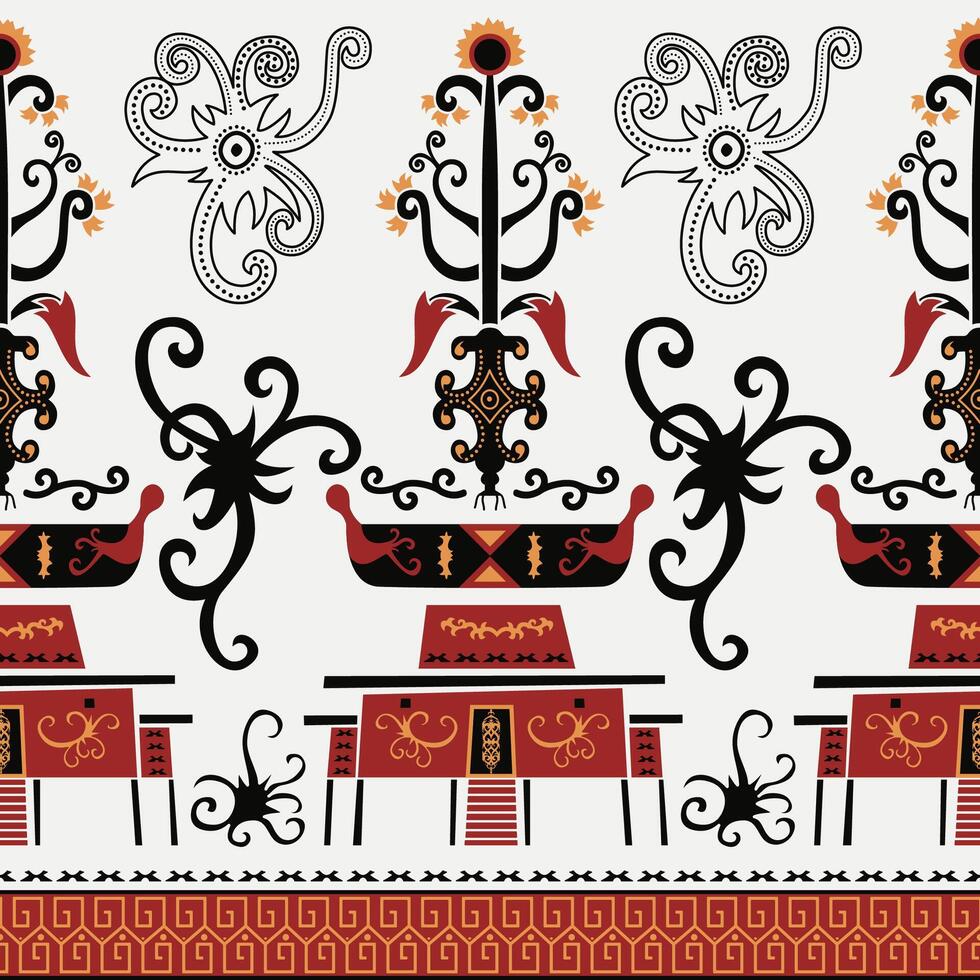 multi colored borneo element batik vector