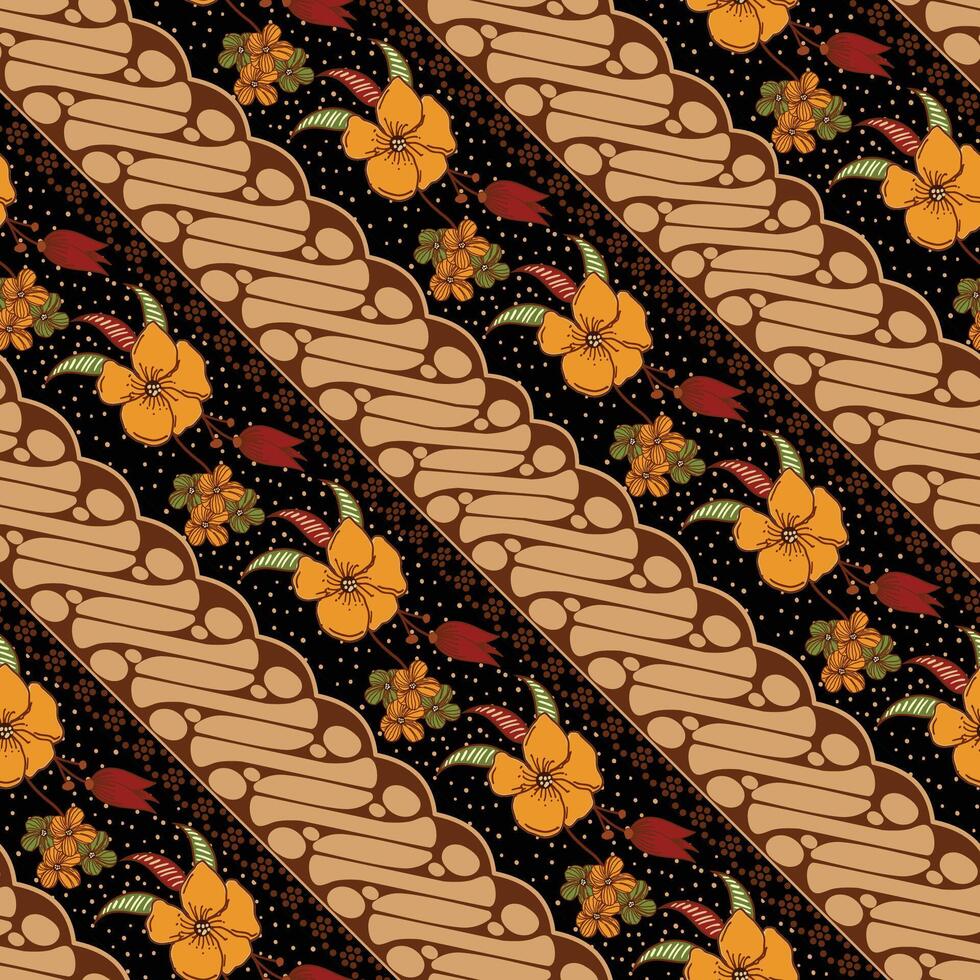 abstract floral batik parang pattern vector