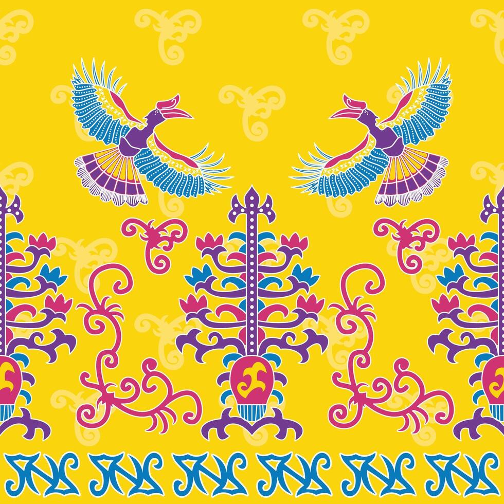 colorful ethnic batik bird pattern vector