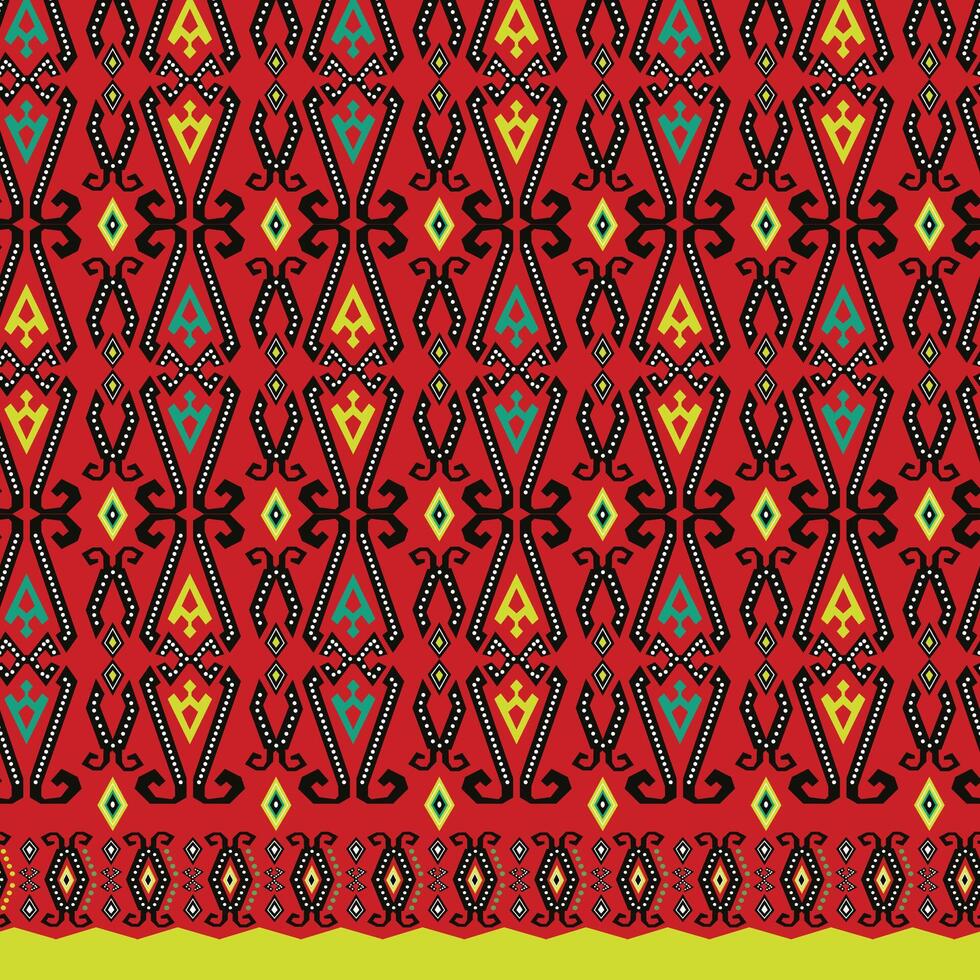 red ornament batik kalimantan pattern vector