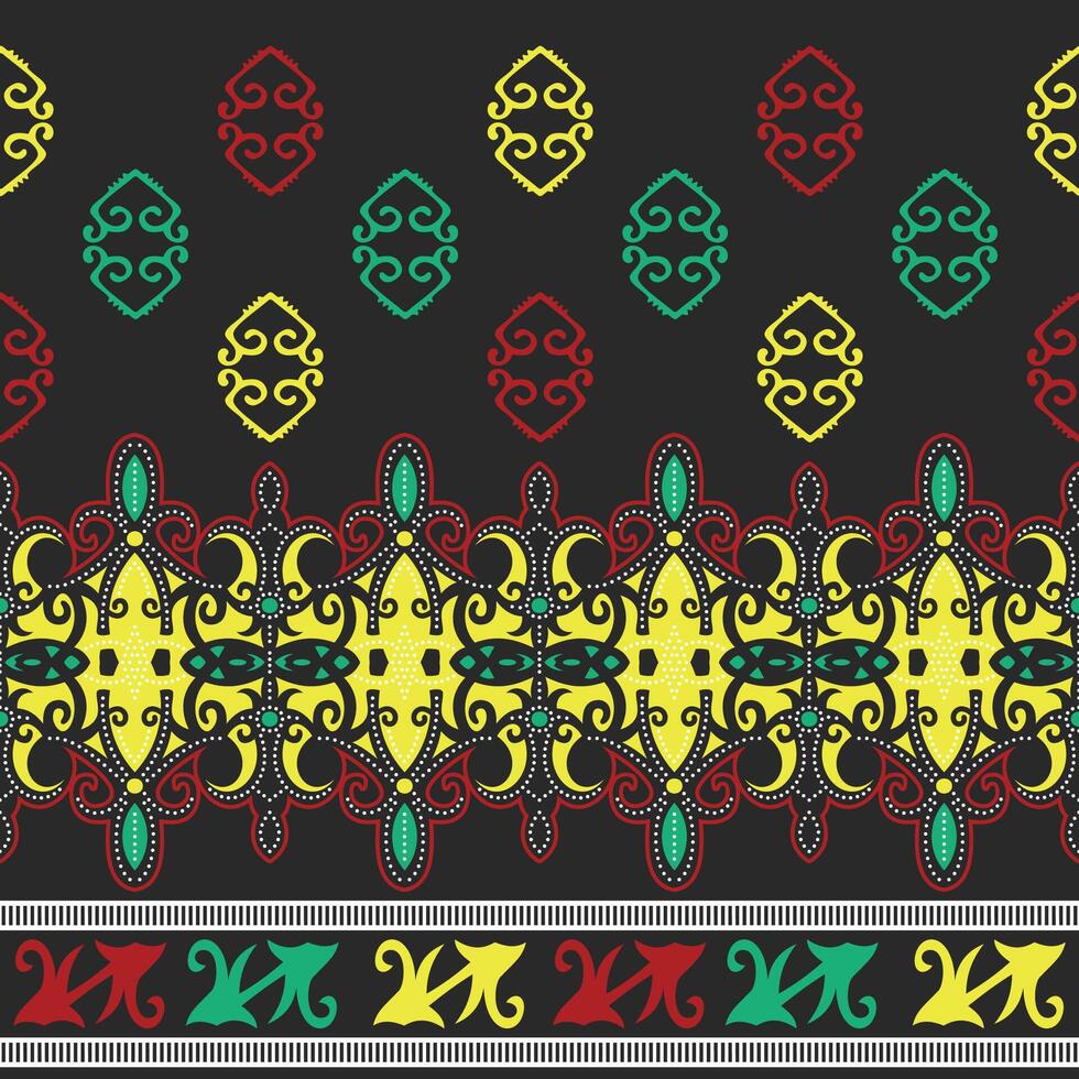 colorful batik dayak fabric pattern vector