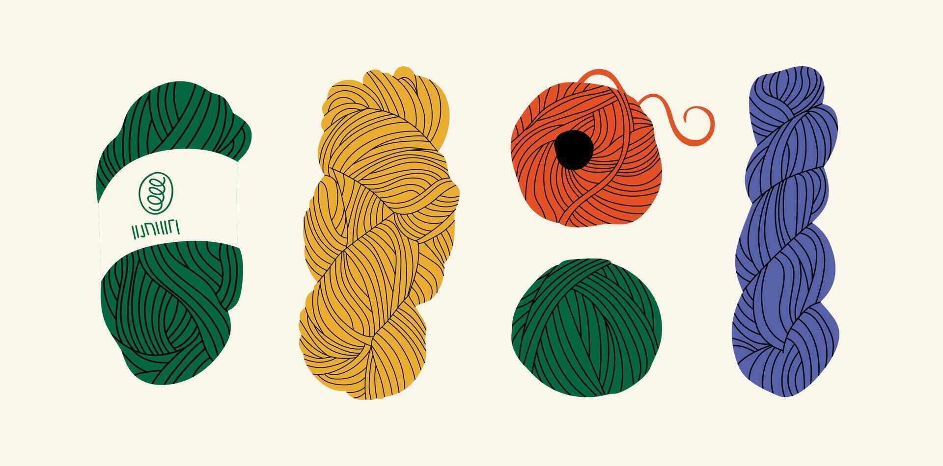 A set of balls of yarn. Thread for knitting and craft. vector