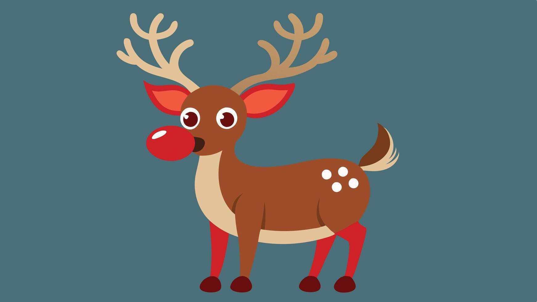 A cheerful cartoon reindeer standing on a white background, showcasing its bright eyes and playful demeanor, perfect for festive themes and holiday decorations vector