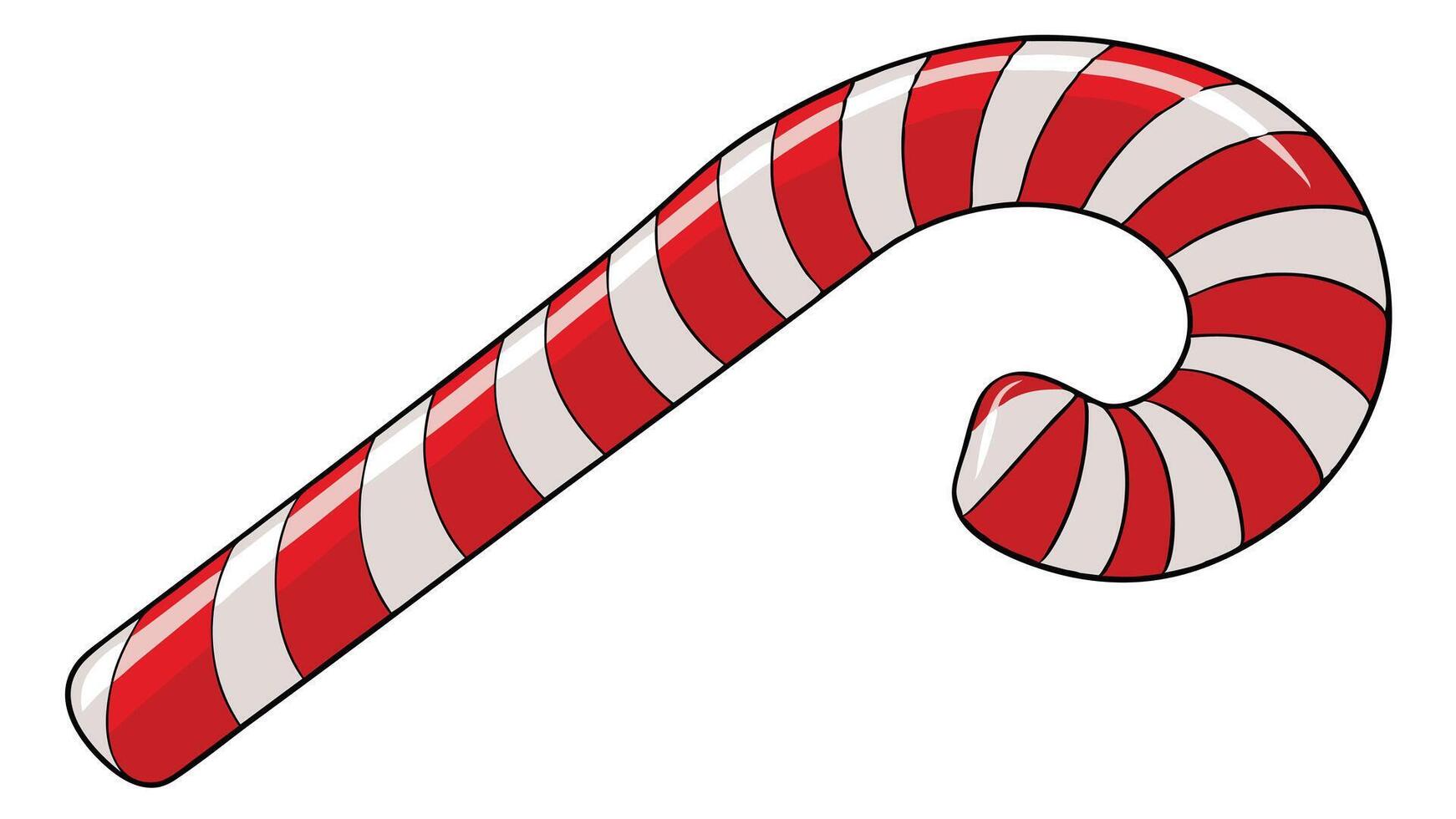A colorful candy cane with red and white stripes, commonly associated with festive celebrations, Christmas decorations, and seasonal treats enjoyed during wintertime festivities vector