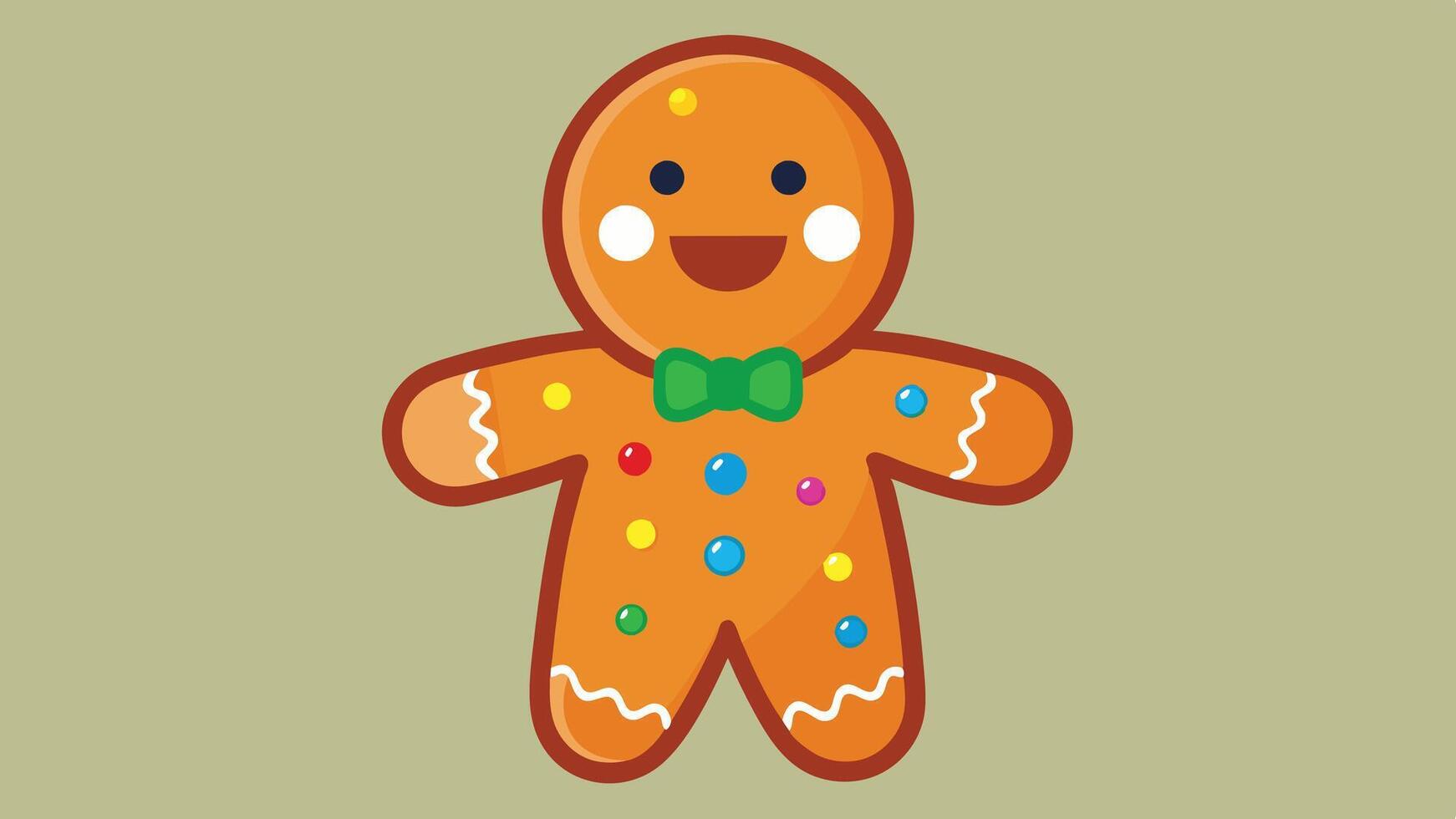 A cheerful gingerbread man with colorful icing, smiling broadly, presented on a bright blue background during the festive season vector