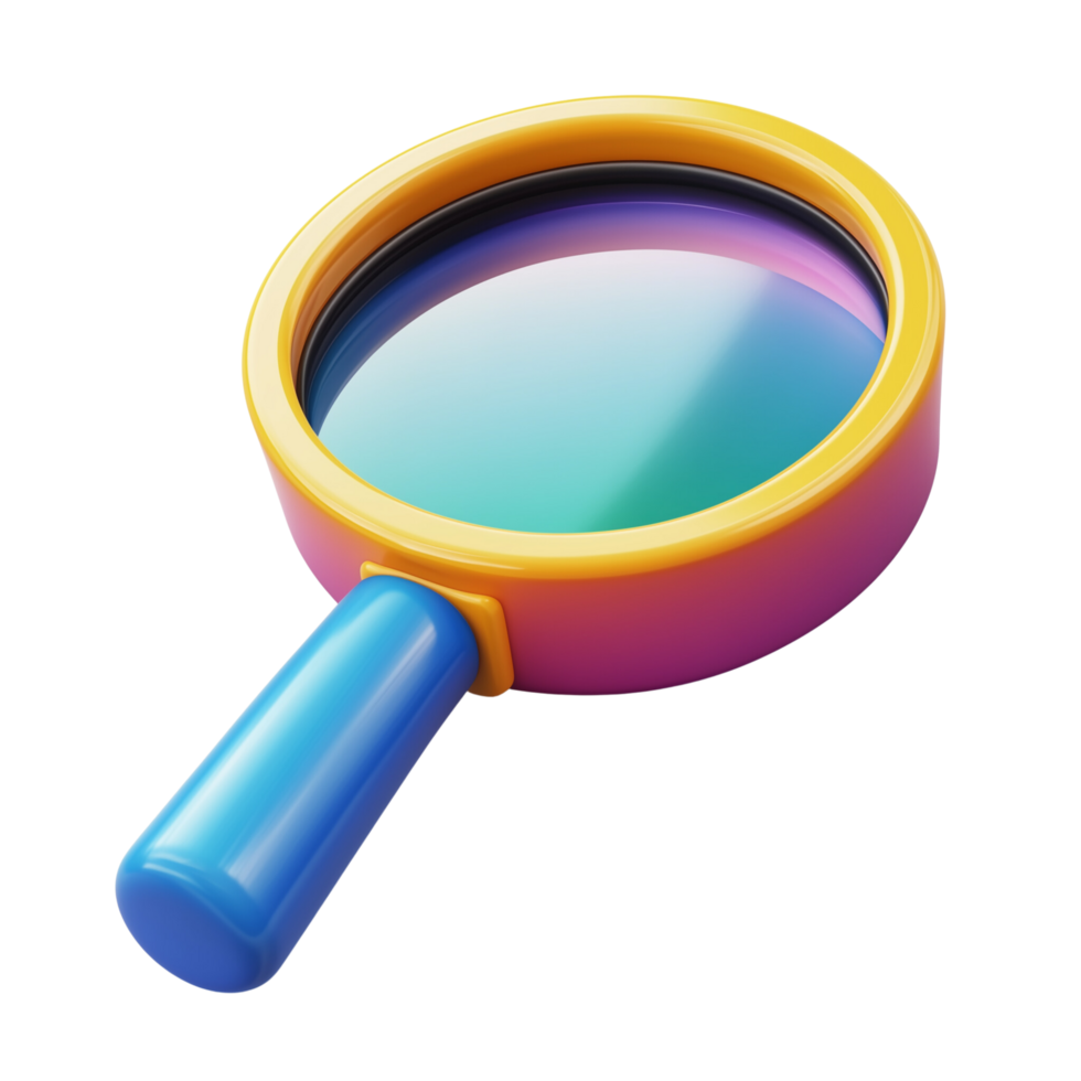 Stunning 3D Search Icon with Gradient Colors on Transparent Background png