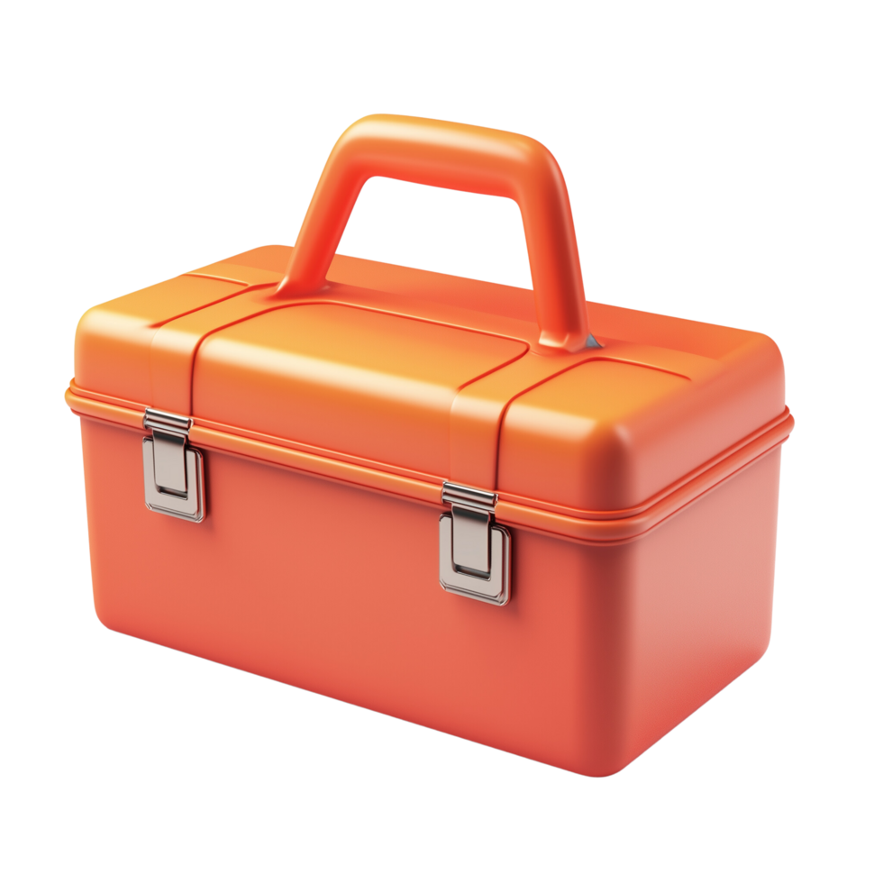 Red cartoon 3D toolbox icon isolated on transparent background for professional designs png