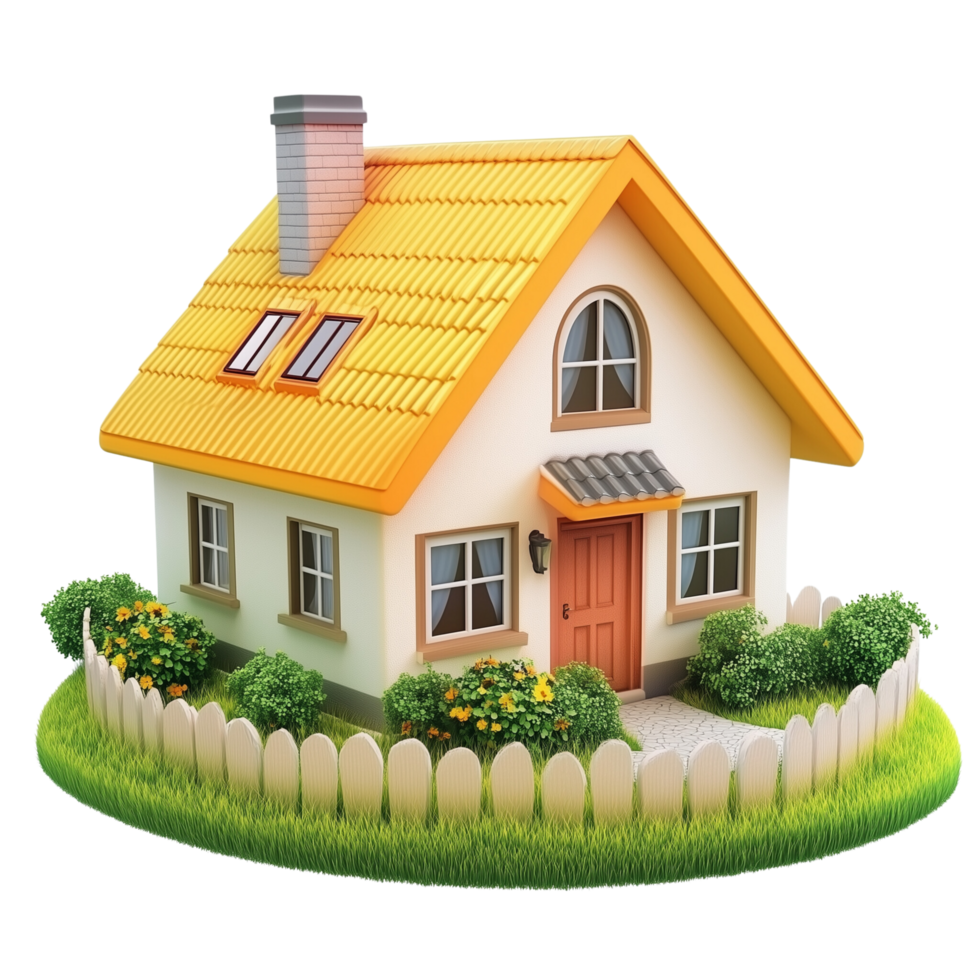 Clean and Simple 3D House Icon Isolated on Transparent Background for Digital Use png