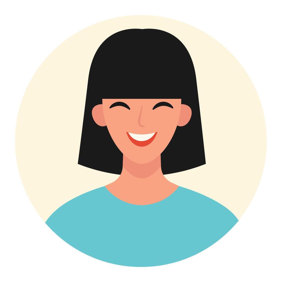 Portrait of a dark-haired woman. Female avatars. illustration in a flat style vector