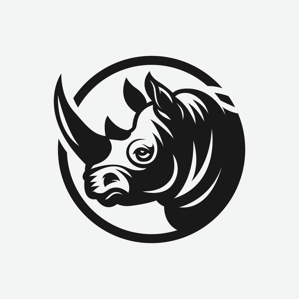 rhino head logo design template vector