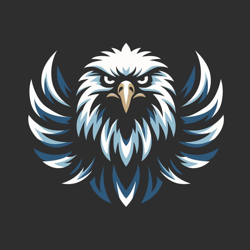 an eagle head logo with a blue and white background vector