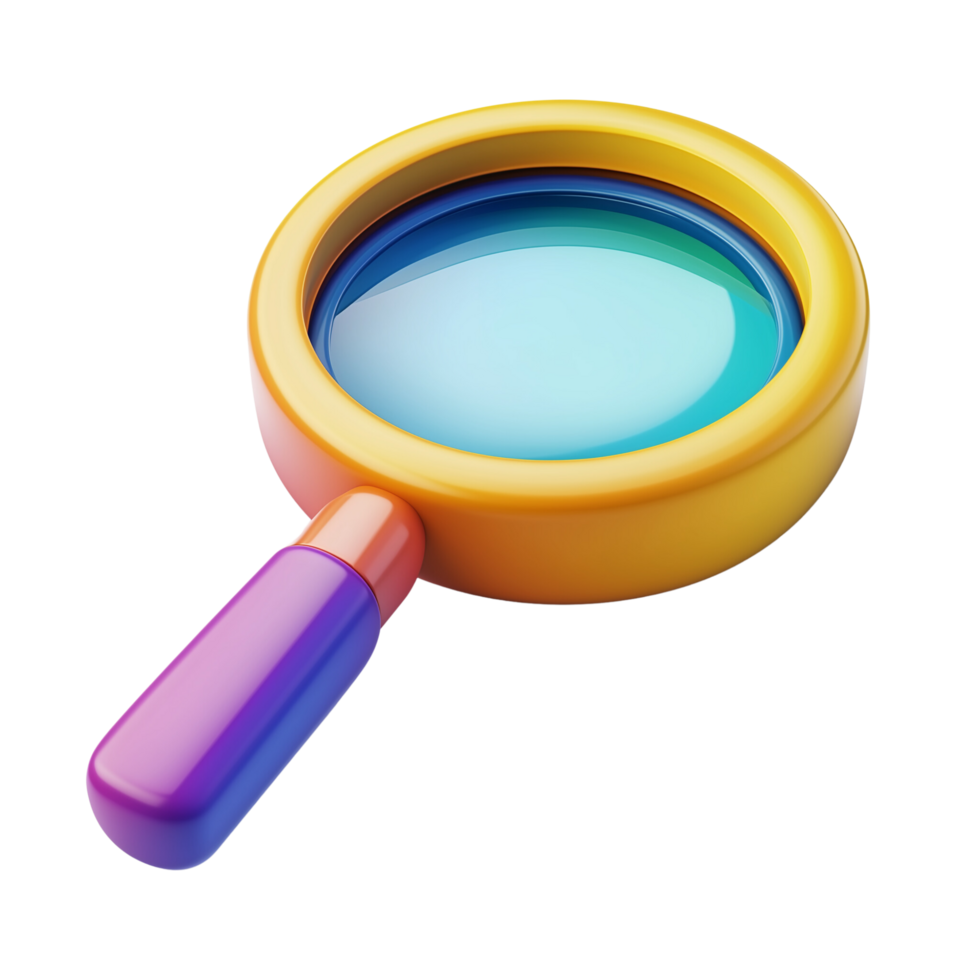 Vibrant 3D Search Icon in Rainbow Colors on Transparent Background png