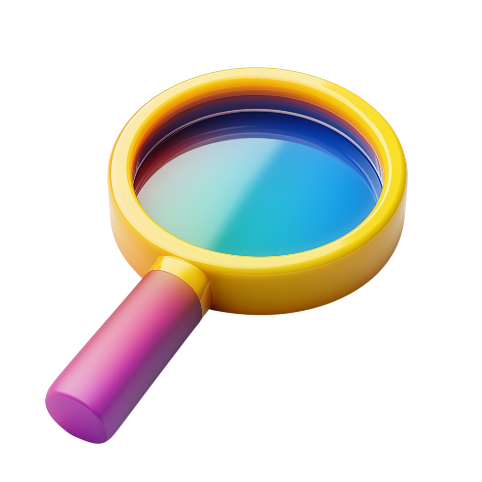 Elegant 3D Search Icon in Soft Colors Isolated on Transparent Background png