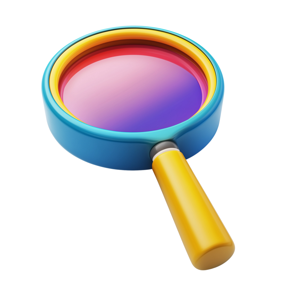 Colorful 3D Search Icon Isolated for Modern Digital Design png