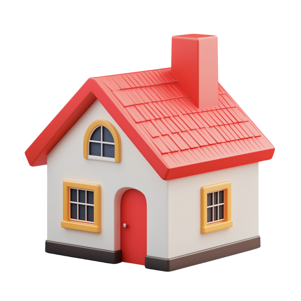 Elegant 3D House Icon with Porch and Roof on a Transparent Background png