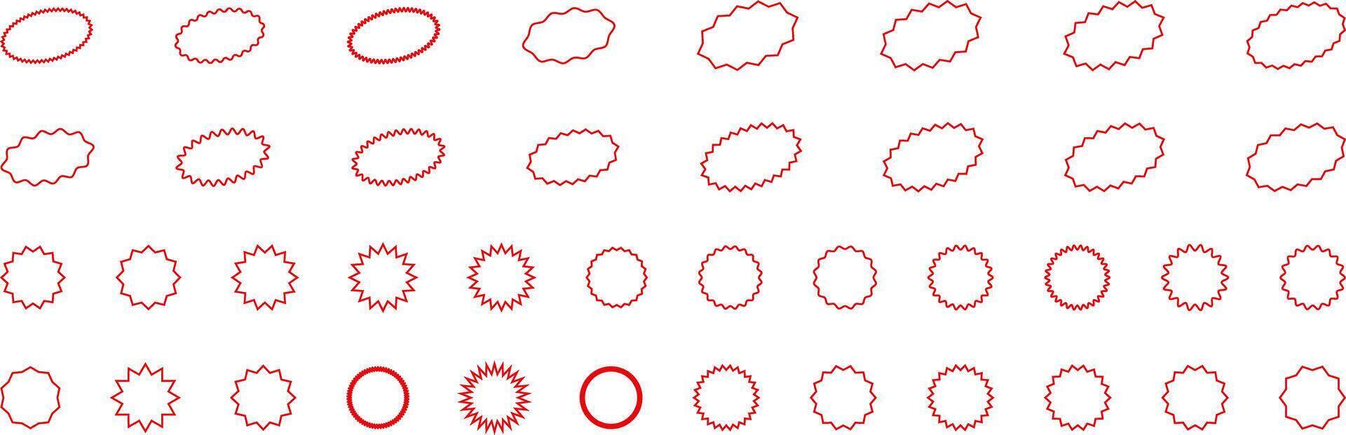 Starburst sticker set collection of special offer sale round and oval sunburst labels vector