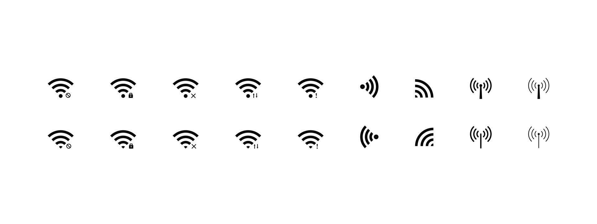 Wifi Signal Icons Set. Network signal, Internet sign. WIFI. Wifi signal strength. Wireless technology. Radio signals waves vector