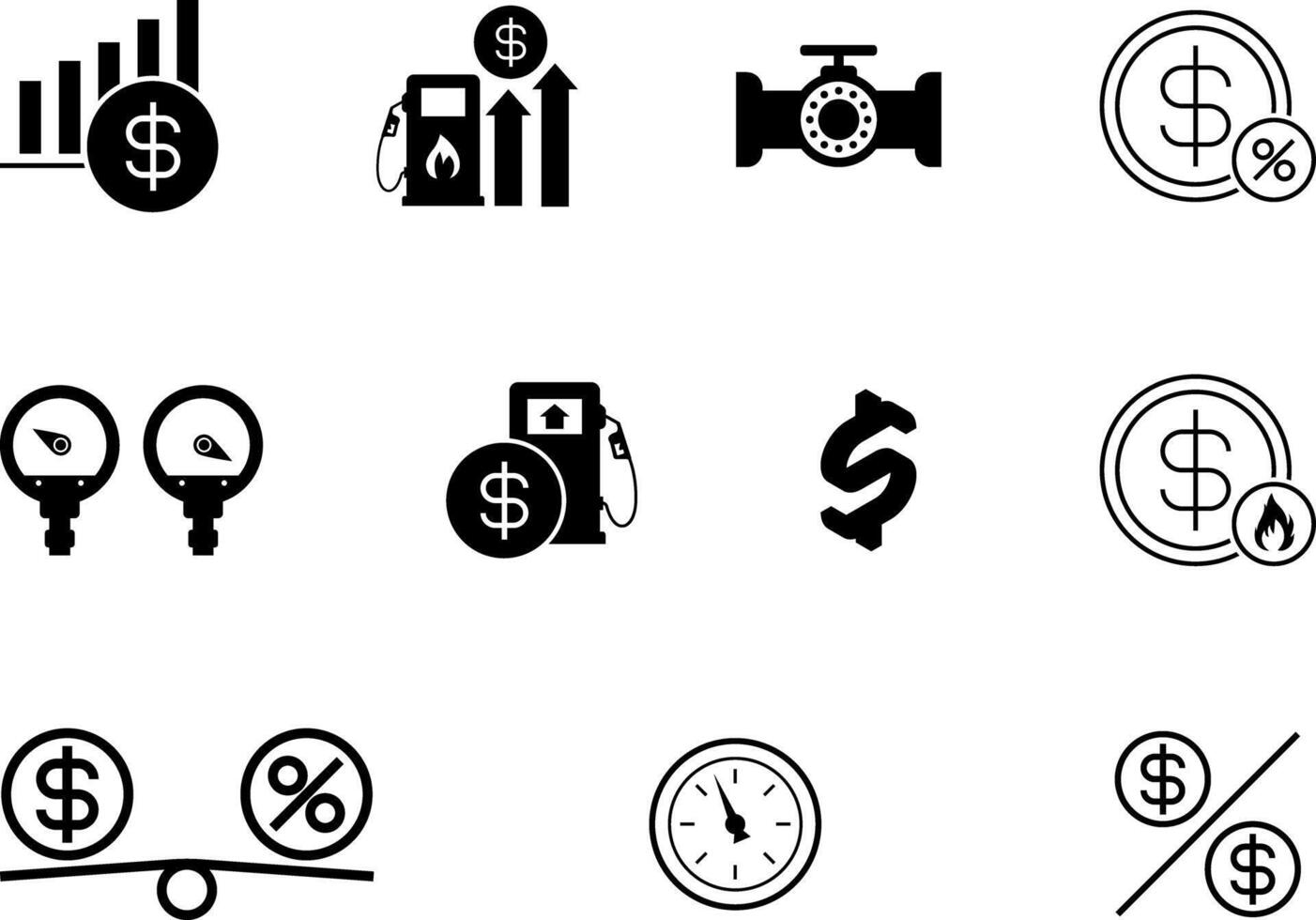 Oil extraction flat icons set. Oil prices. Crude Oil Isolated. Oil Gas Symbol Photos, Images on the world market. Isolated illustration on transparent background. vector