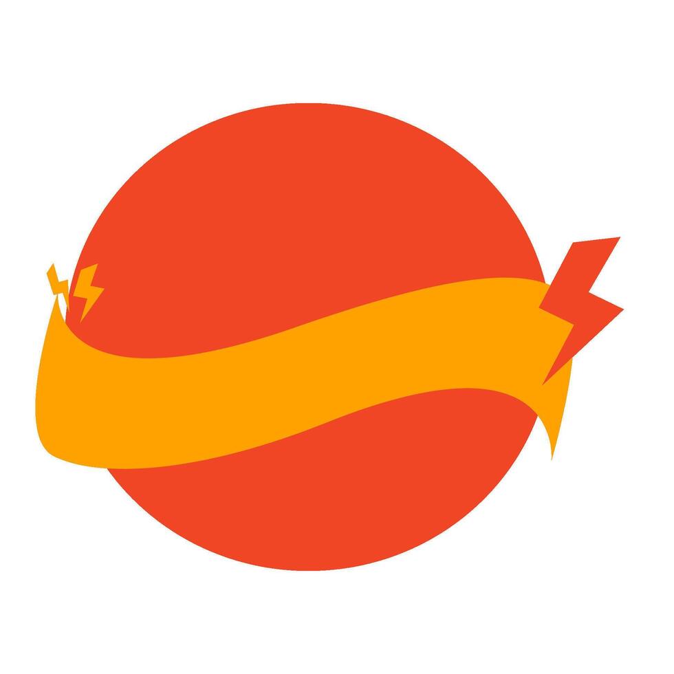 Stylized orange circle with yellow banner vector