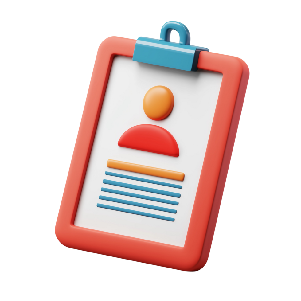 A dynamic 3D job description icon with a focus on recruitment, isolated on a transparent background png