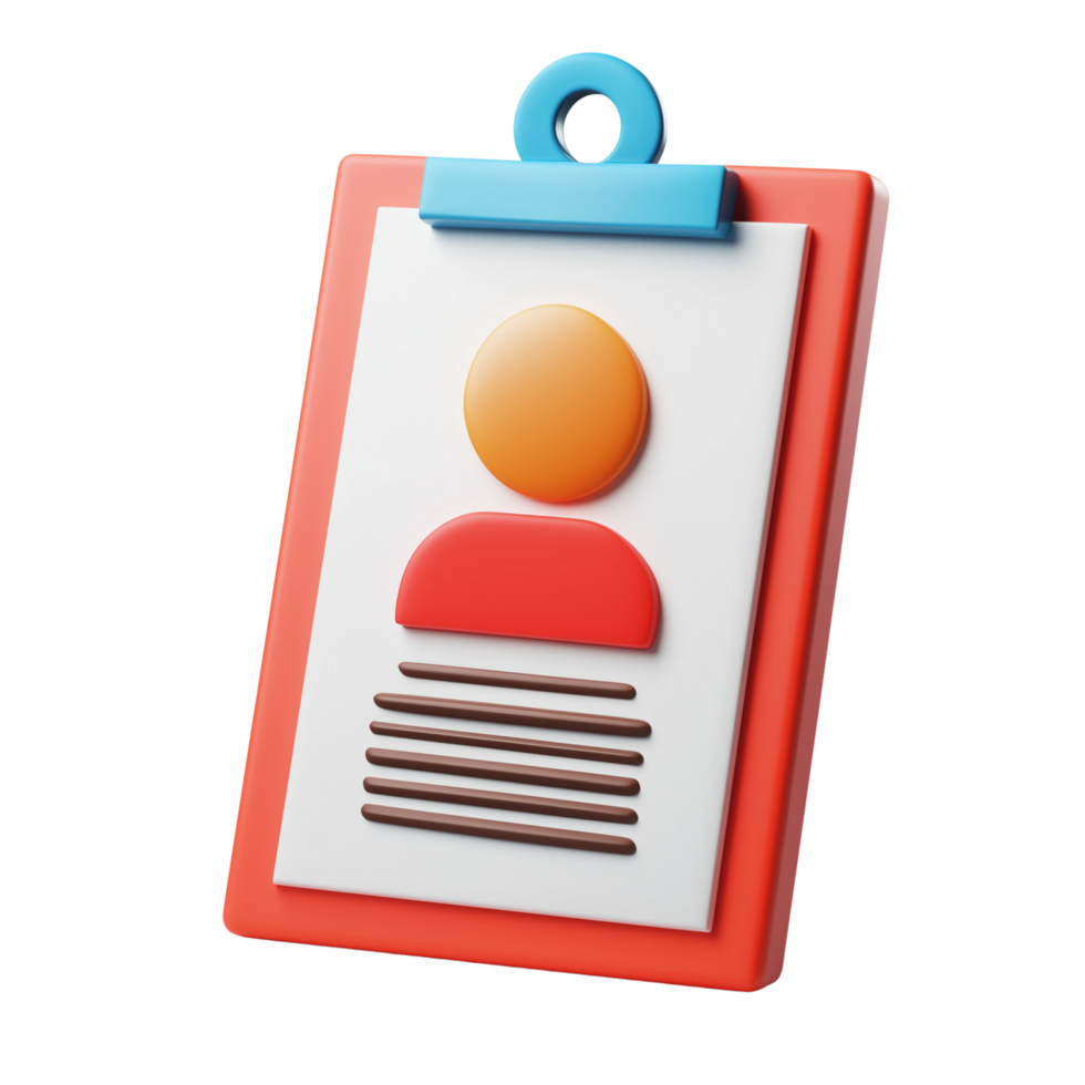 A professional 3D job description icon with clean lines, isolated on a transparent background png