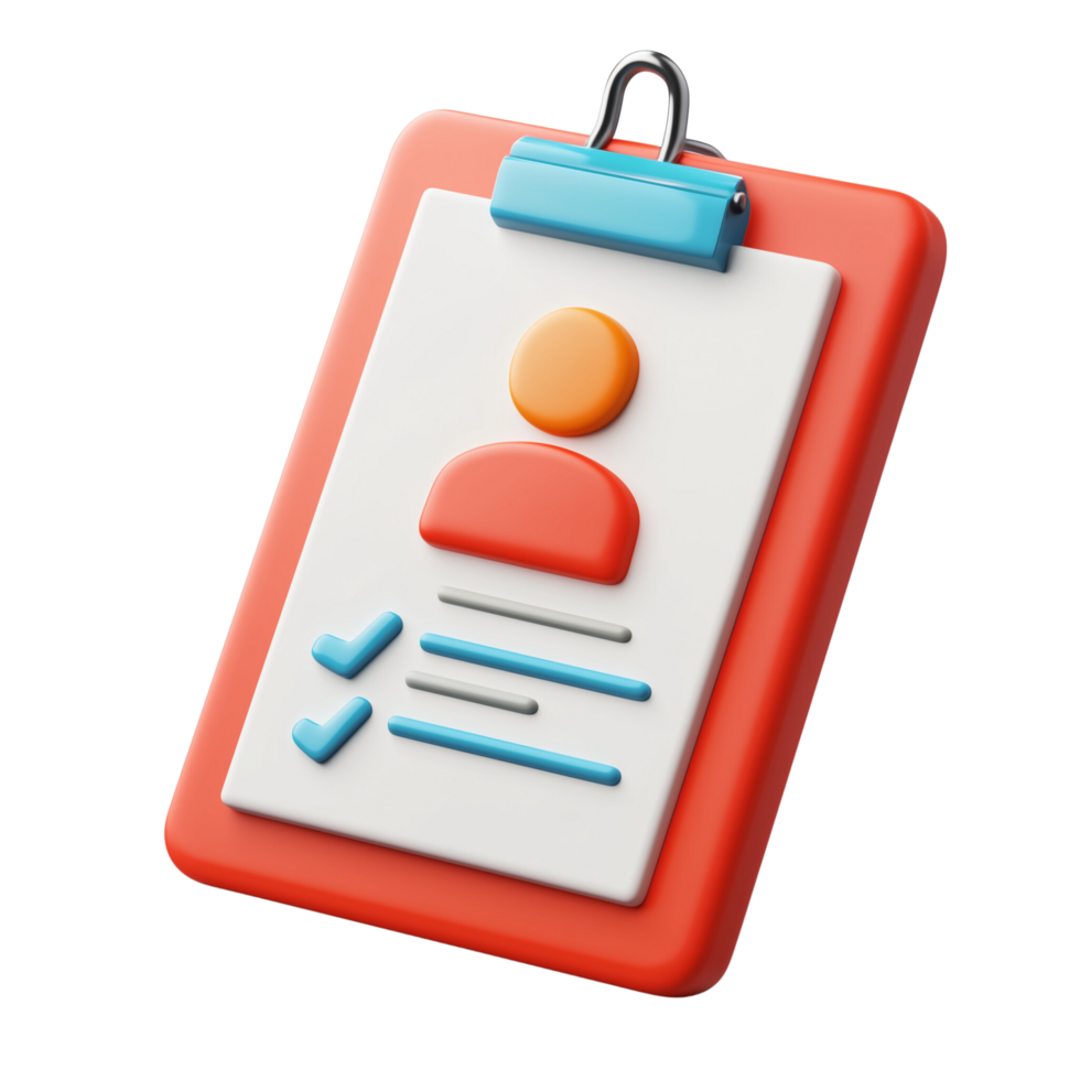 A professional 3D job description icon for business presentations, isolated on a transparent background png