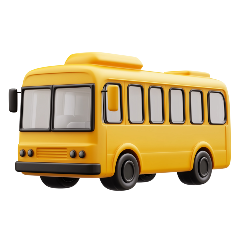 3D bus icon with a futuristic design and sleek appearance, isolated on a transparent background png