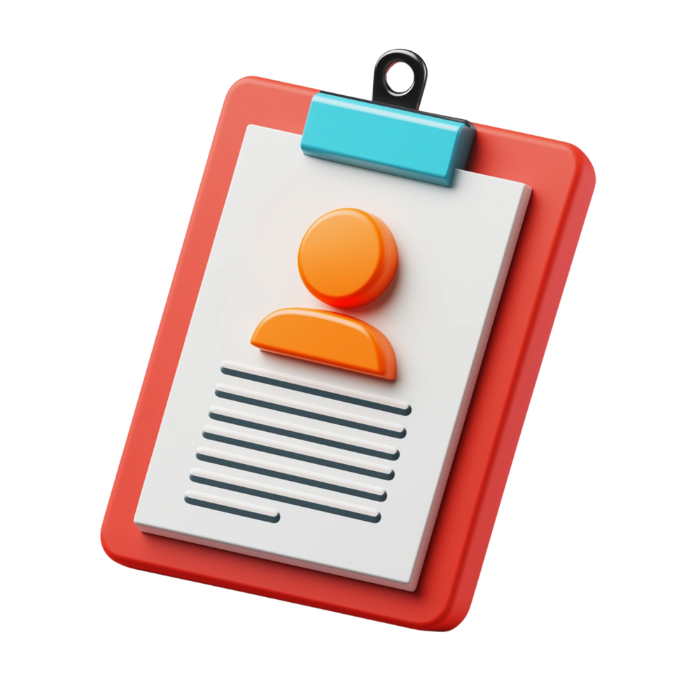A creative 3D job description icon with innovative design elements, isolated on a transparent background png