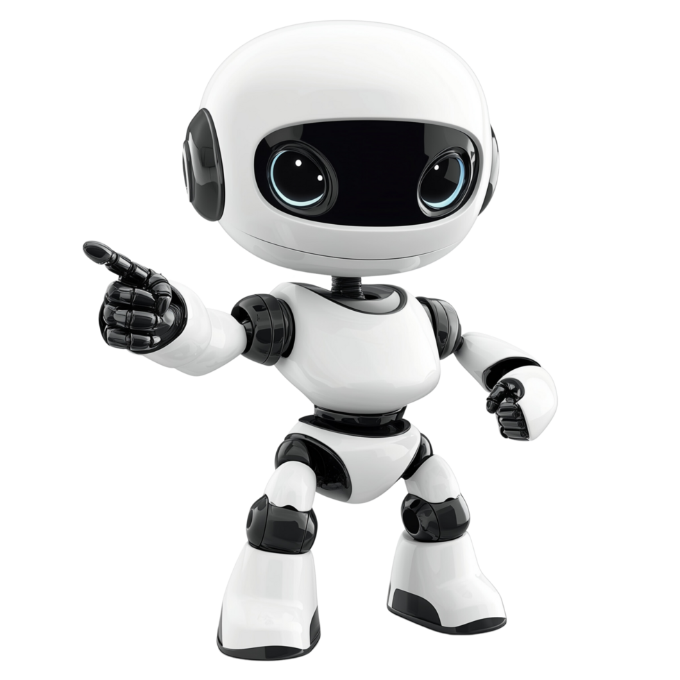 A 3D Robot Consultant with Playful Eyes and a Friendly Gesture, Isolated on Transparent Background png