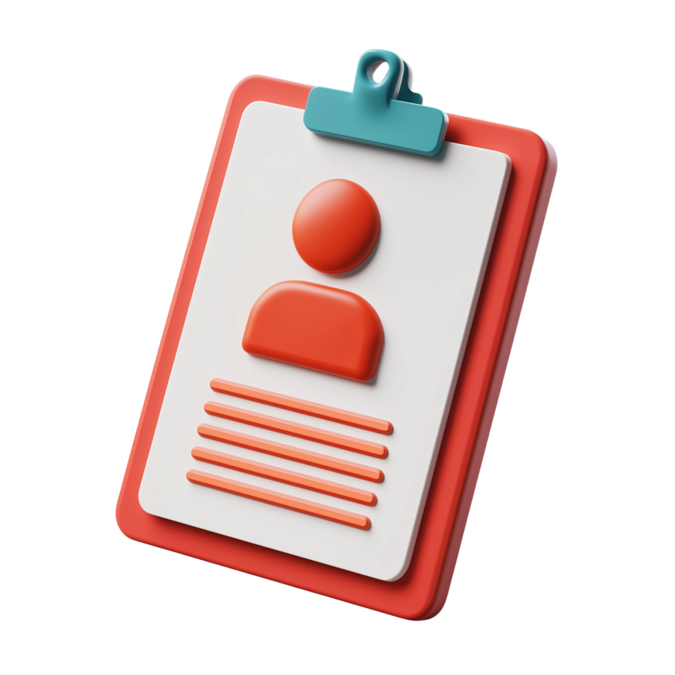 A 3D job description icon with abstract design elements, isolated on a transparent background png
