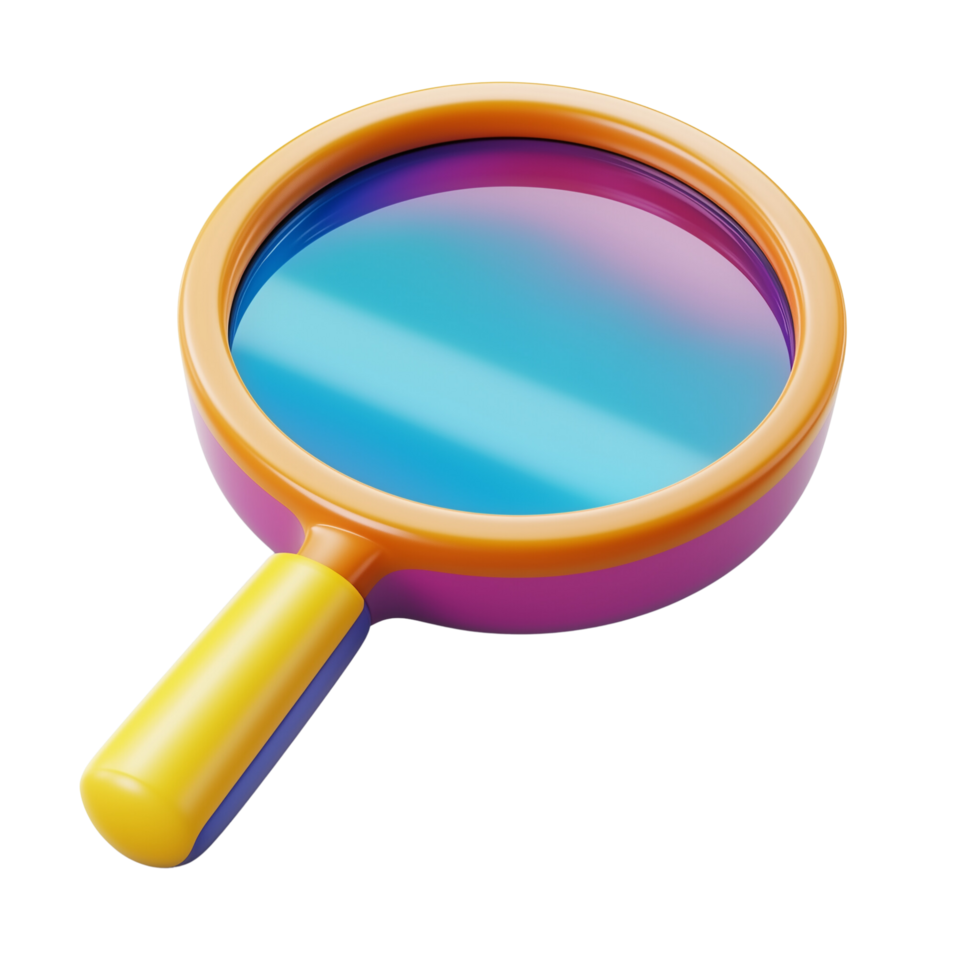 3D Multi-Colored Search Icon Isolated on Transparent Background png