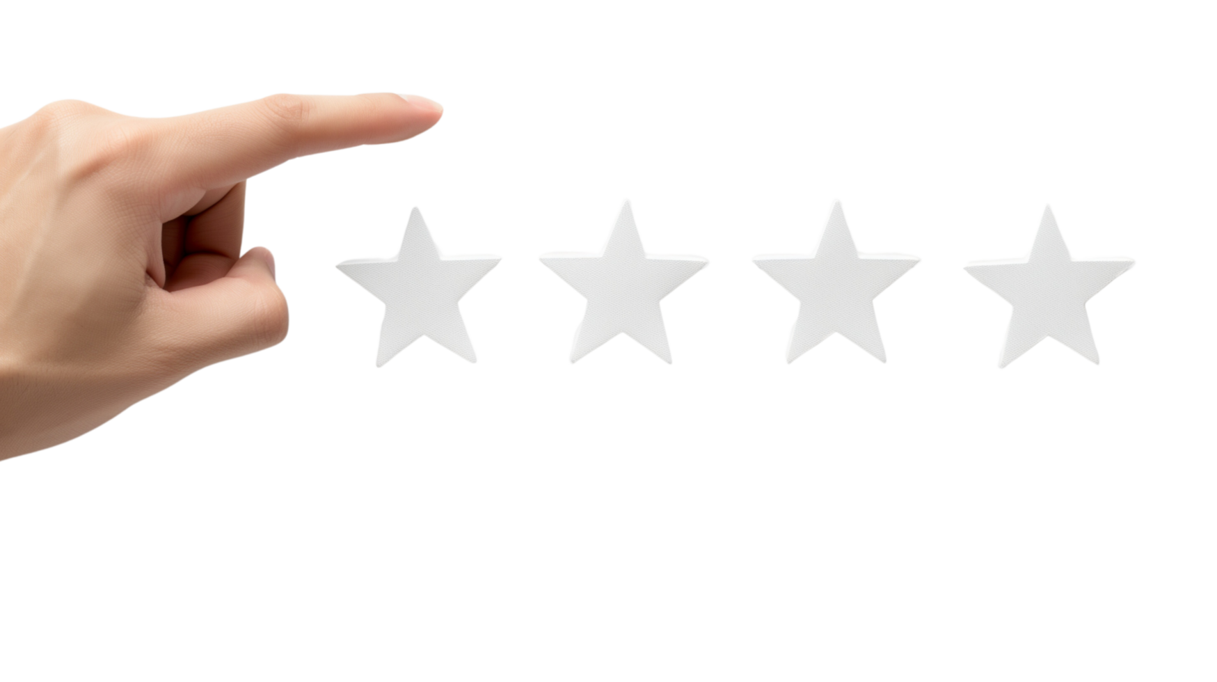 A happy shopper showing a five-star rating on a review form. png