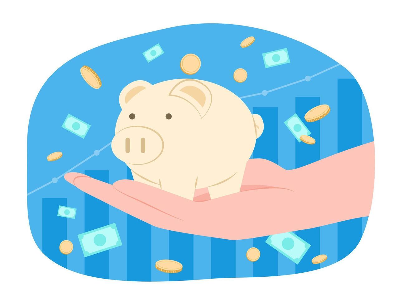 Piggy Bank in Hand for Savings Money and Financial Concept Illustration vector