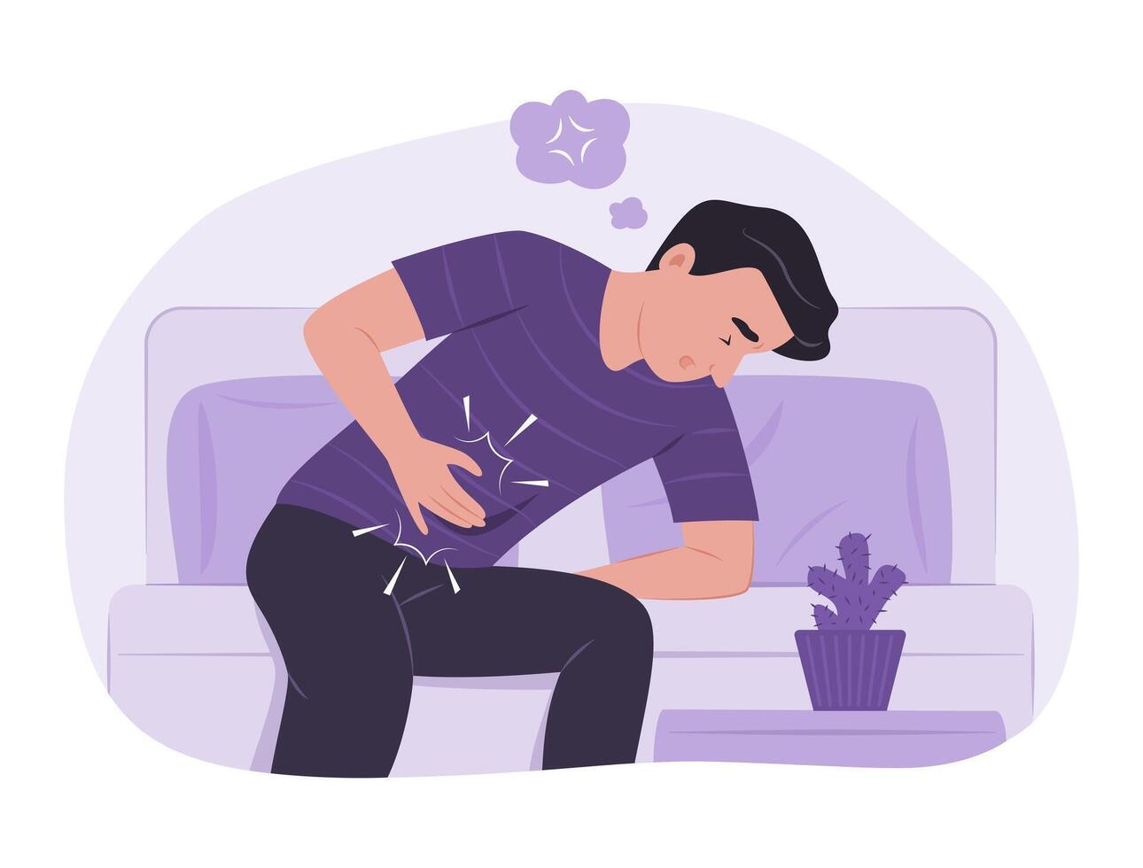 Man Suffering from Stomachache for Abdominal Pain Concept Illustration vector