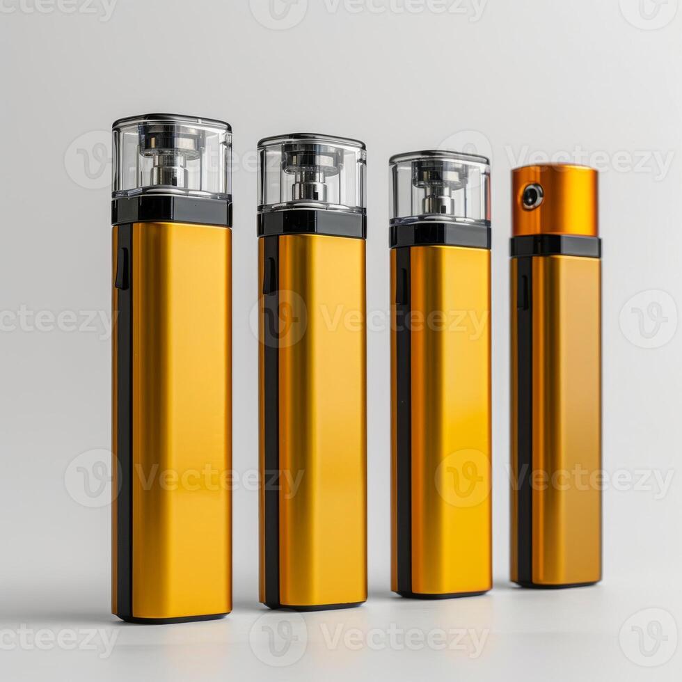 vapes. several modern disposable vapes for smoking, square shape, stylish composition, bright photo