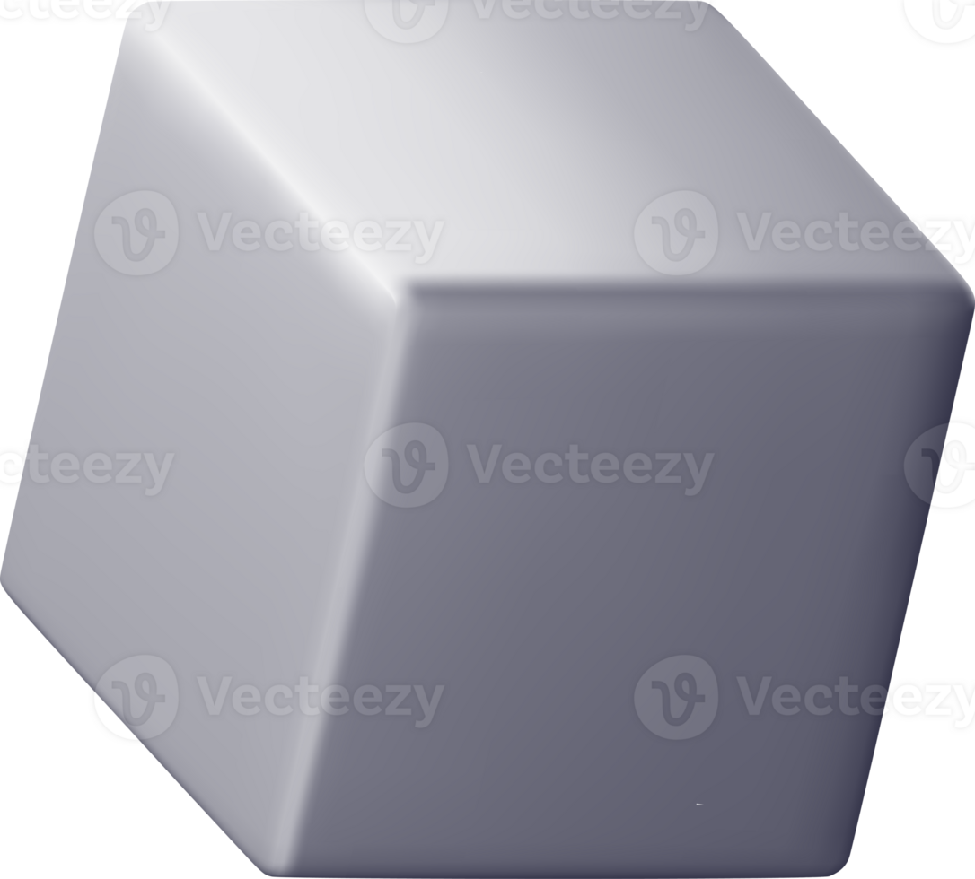 3D grey cube metal box png