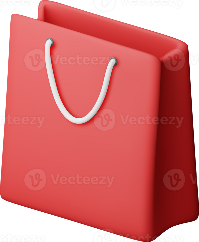 3D shopping bag, realistic gift bag png
