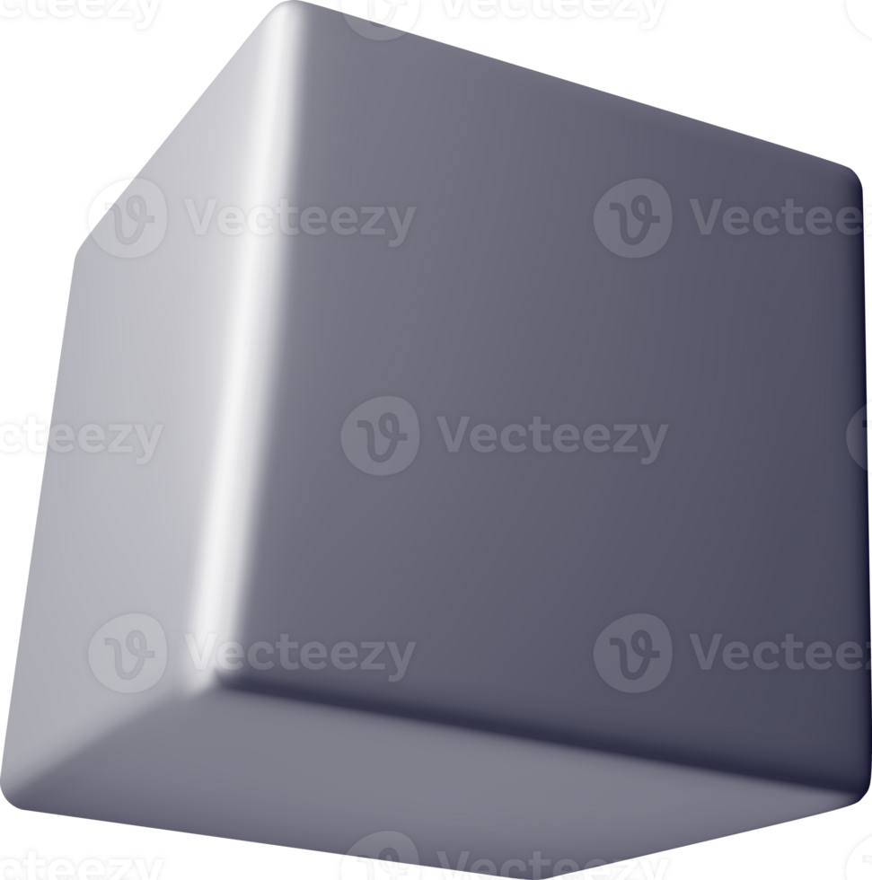 3D grey cube icon square png