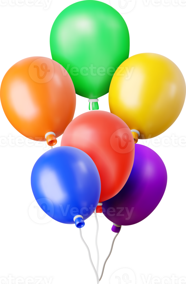 3D bunch of color balloon png