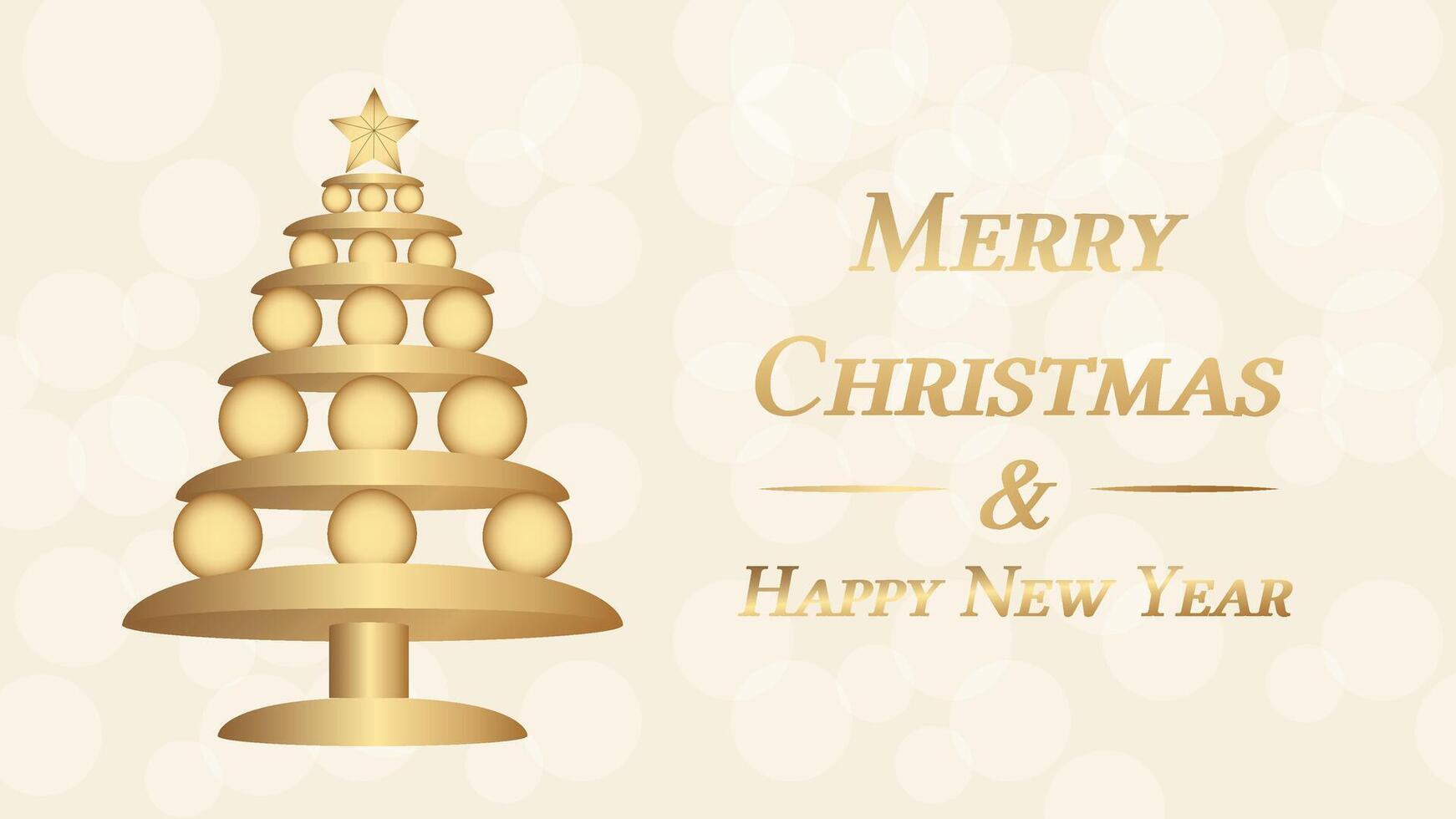 Luxury Christmas card background with abstract christmas tree decoration gold, 3d style vector