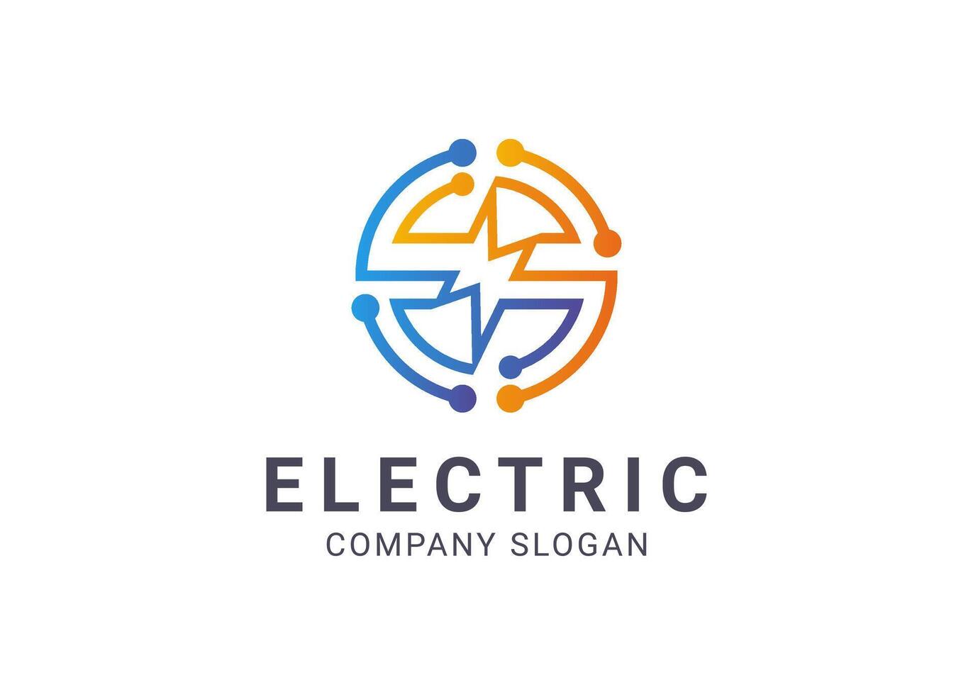 Electric circuit thunder bolt logo design symbol illustration template for business. vector